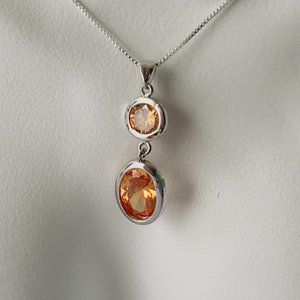 Silver Unlimited Pendant Necklace Faceted Double Gem Sterling 925 Italy